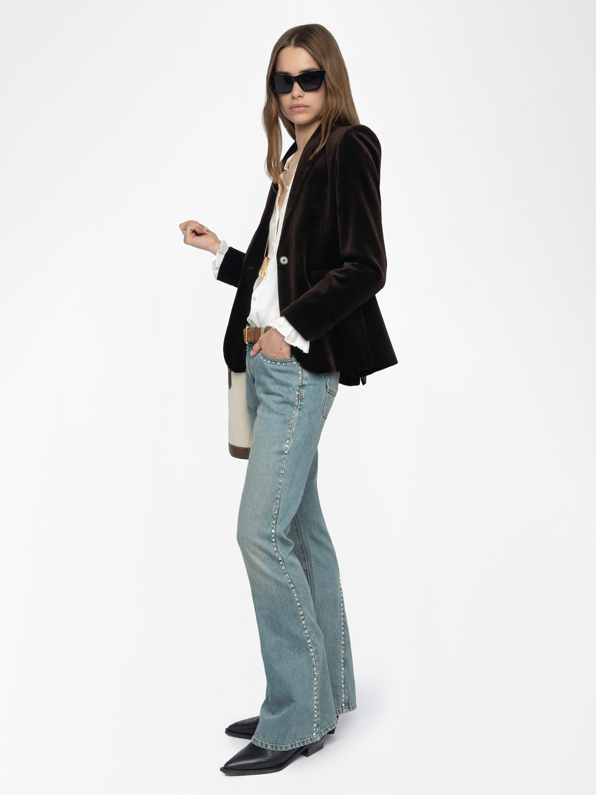 Eclip Studded Jeans - Bootcut jeans with studs, multiple pockets.